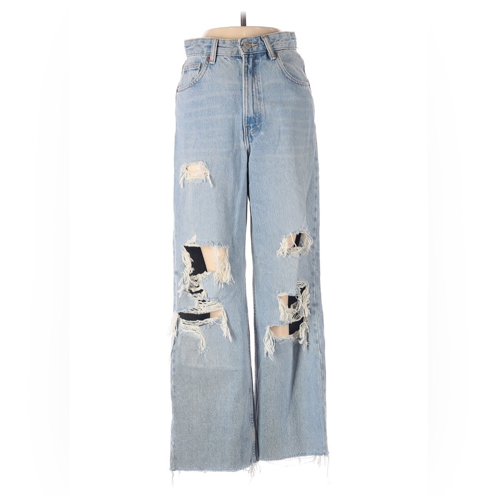 Zara Wide Leg Ripped Jeans